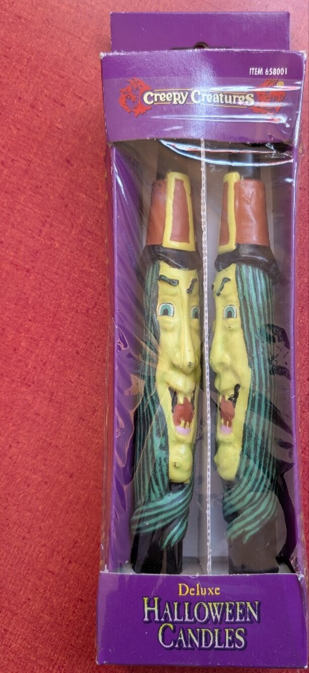 Witch Candles Vintage 1995 90s Halloween Creepy Creatures 10 Inch Taper Whimsy